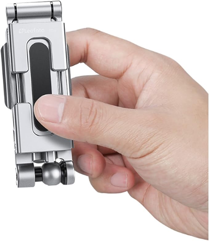LEOFOTO PS-4 Silver Ultra Compact & Lightweight Smartphone Clamp / Holder / Video / Selfie Stand / Easel Arca / RRS Compatible