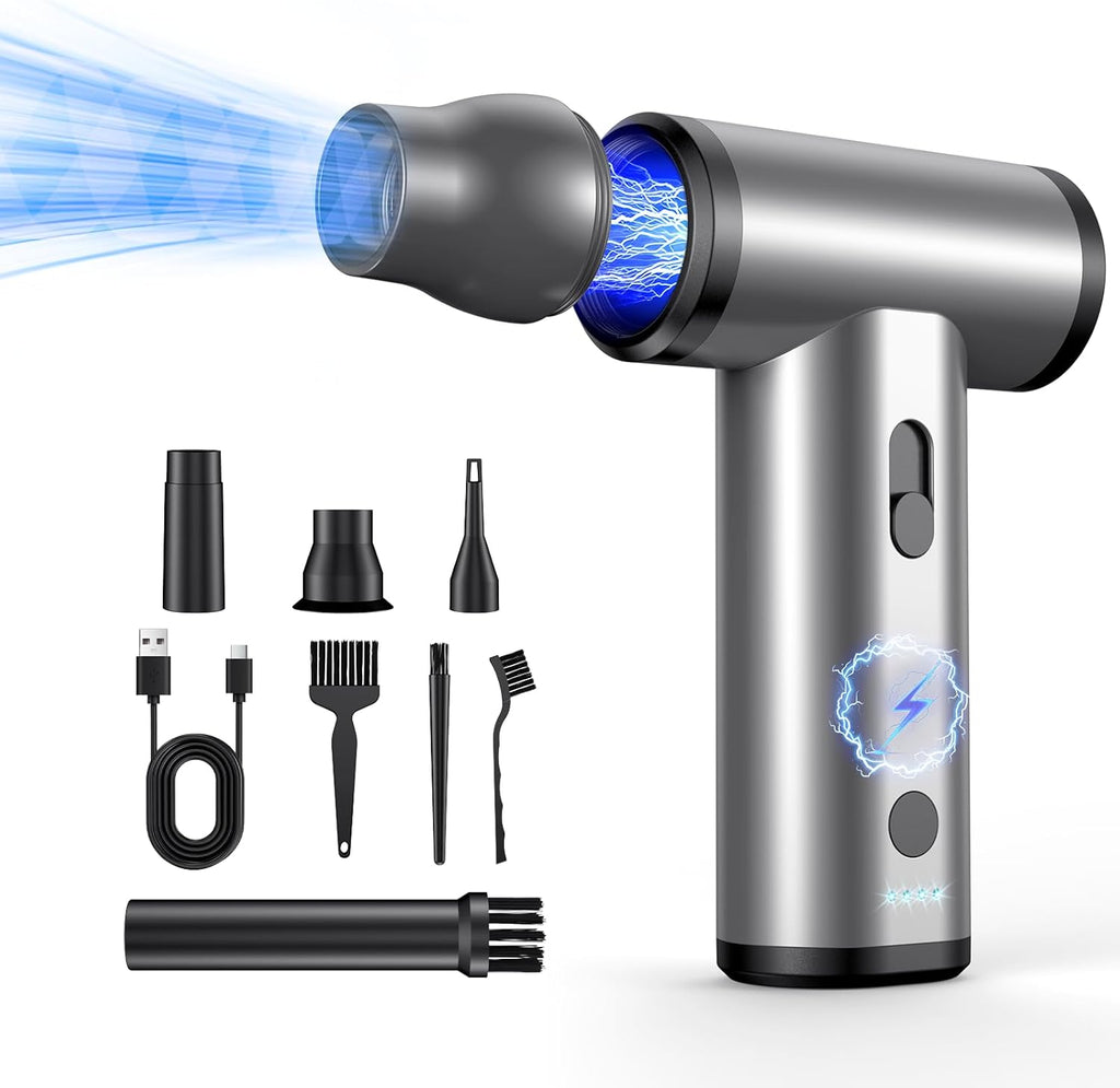 Compressed Air Duster, 300000RPM Air Duster Electric Cleaner for Keyboard, PC Deep Cleaning, Cordless Air Blaster, Replace Compressed Air Can-No Canned Air Duster,Rechargeable Air Blower