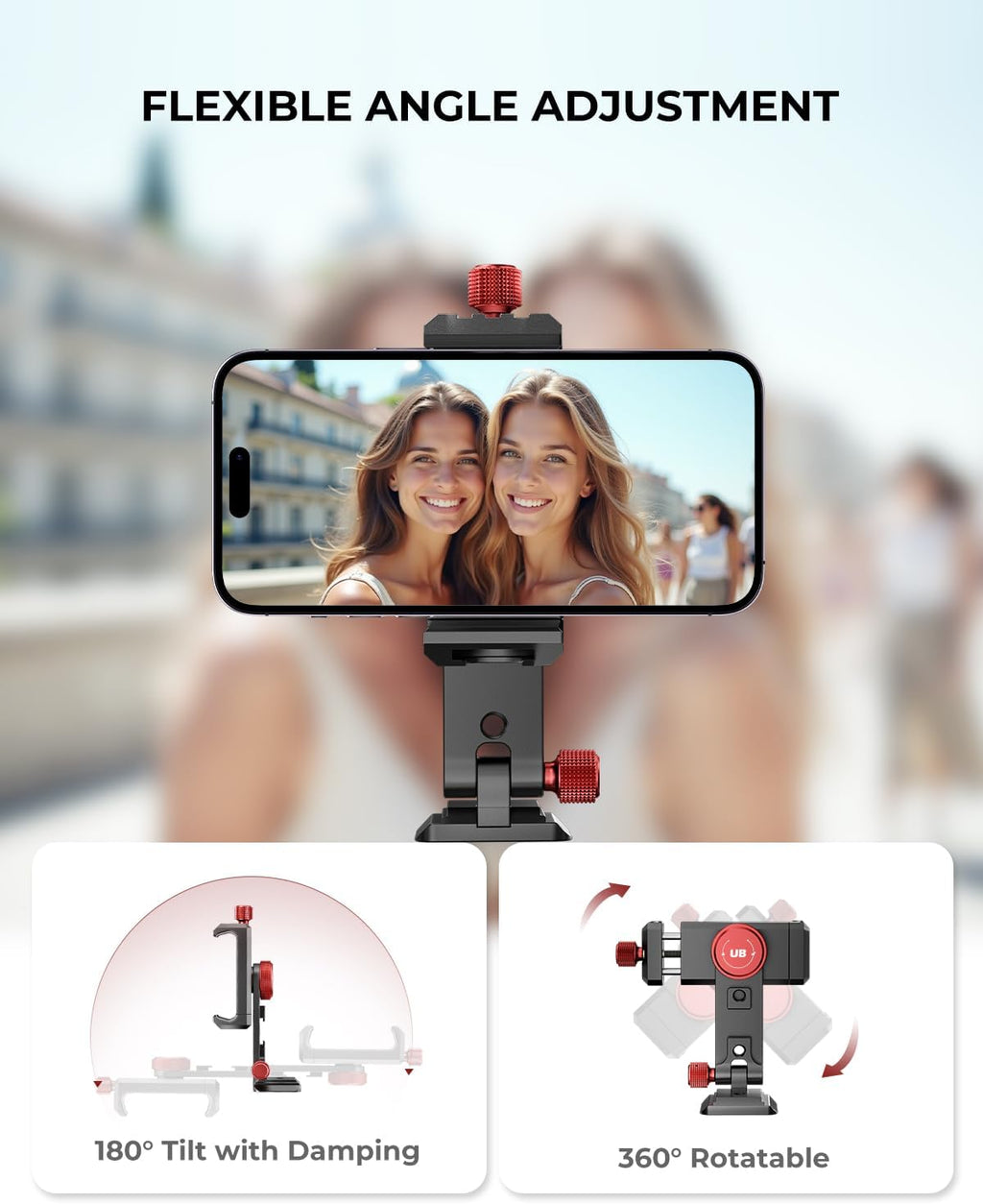 UBeesize Metal Phone Tripod Mount Cold Shoes with Arca QR Base, 3 Control Knob 360° Cell Phone Tripod Adapter for iPhone, Samsung, Desktop Tripod Smartphone Holder for Video Streaming Vlogging Rig