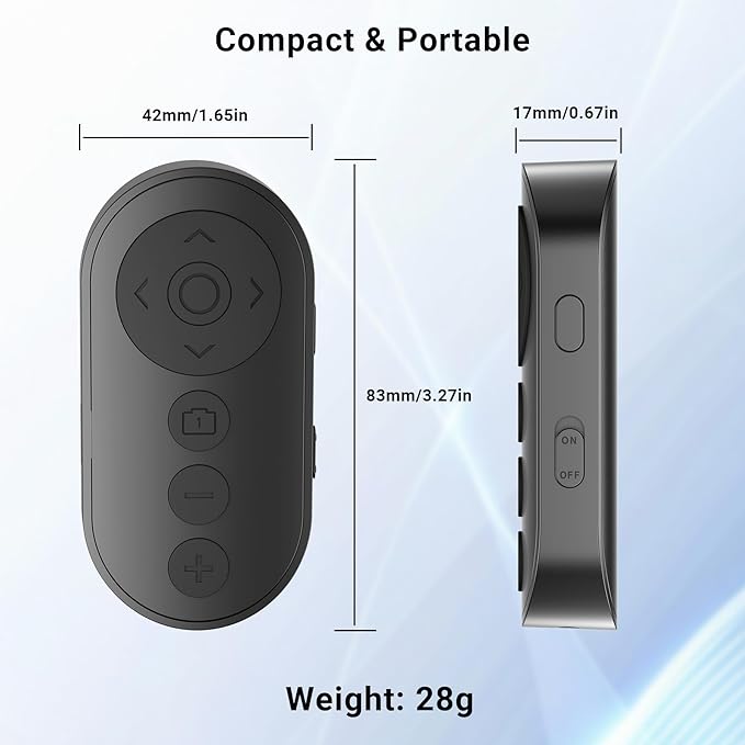 Wireless Phone Camera Remote Control with Zoom in/Out, Versatile Shutter for iPhone, Page Turner for e-Book Reading, Short Video Scroller for Tiktok