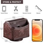 Fanousy 360° Rotating Remote Control Holder, PU Leather TV Remote Caddy Organizer Basket Storage Box with 5 Compartments for Pen, Pencil, Art Supplies, Makeup Brush, Office Desk Table Accessories