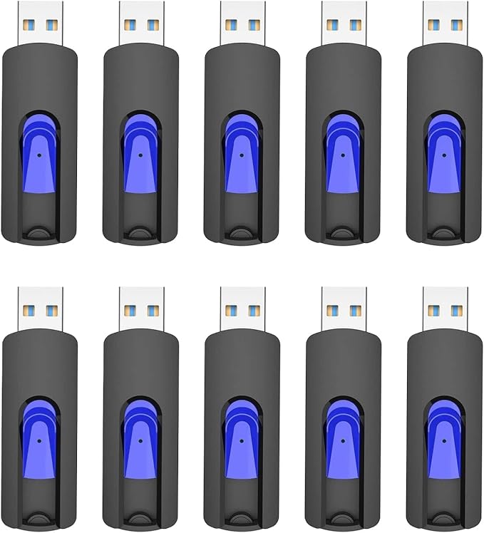 USB 3.0 Flash Drive, JUANWE 16GB Flash Drive 10 Pack USB Drives Thumb Drive 3.0 Retractable Memory Stick Jump Drive for Data Storage and Backupp, Blue 10 Pack
