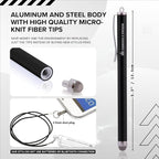 The Friendly Swede Mesh Tip Stylus Pen for Touchscreen — 3-Pack Micro-Knit Capacitive Stylus Pen for iPad & iPhone with 3 Replaceable Fiber Tips, Elastic Lanyards & Screen Cleaning Cloth