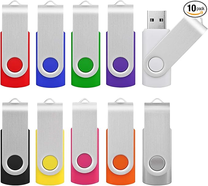 KOOTION 16GB Flash Drive 16gb USB Flash Drive 10 Pack Thumb Drive Memory Stick Swivel Jump Drive Keychain Design, Mixcolored