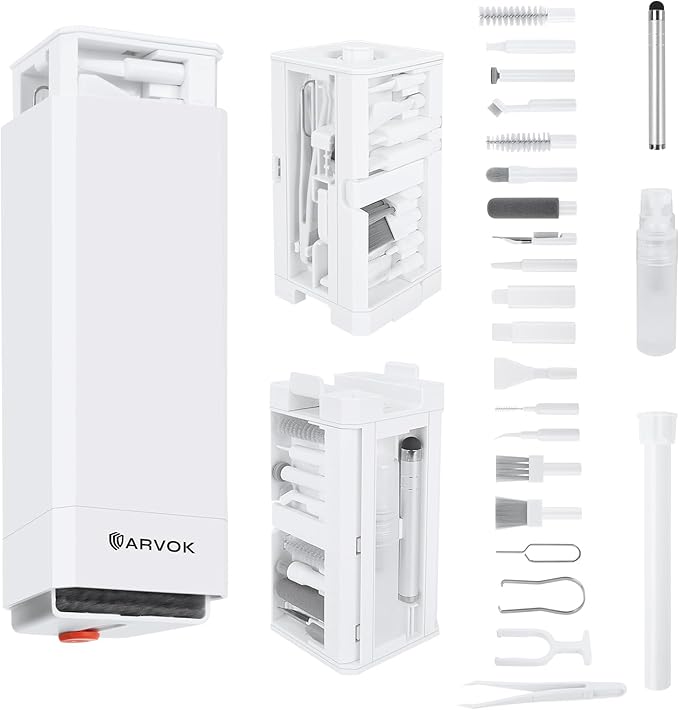 ARVOK Phone and Laptop Cleaning Kit, 32 in 1 Computer Laptop Cleaner Kit, Multi-Function Electronic Cleaner Kit for Earbuds, Cellphones, Keyboard, Screens, Camera Lens, Chargers, Electronics Devices