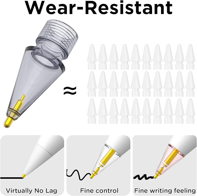 8 Pack Fine Point Replacement Tips Compatible with Apple Pencil 2nd Generation, Apple Pencil 1st Generation, Apple Pencil USB-C & Apple Pencil Pro Colorful iPencil Nibs (Black + Pink + White + Clear)