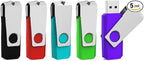 Aiibe 128GB USB Flash Drive 5 Pack Flash Drive 128GB Thumb Drive USB Drive 128GB USB 2.0 Memory Stick Jump Drives with Keychain (128G, 5 Colors: Black Red Cyan Green Purple)