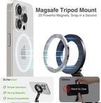 elitehood Aluminum Magnetic Camera Phone Mount with 360° Rotatable Cold Shoe Base, MagSafe iPhone Tripod Mount Adapter with 1/4” Screw & Hot Shoe, 180° Tilt Cell Phone Holder for Tripod Attachment
