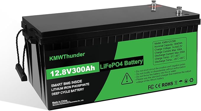 12V 300Ah LiFePO4 Lithium Battery, Built-in Smart BMS,Low-Temp Protection Up to Group 31 Deep Cycle Battery for Trolling Motor, RV, Solar, Marine, Camping and Off Grid Applications