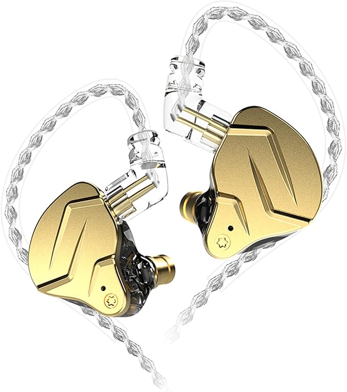 KZ ZSN PRO X in Ear Monitor Headphones Gaming Earbuds, High Fidelity Wired Earbuds, Hybrid Dual Driver IEMS Earphones with 1BA 1DD Detachable Tangle-Free Cable for Computer Tablet (Gold, Without Mic)