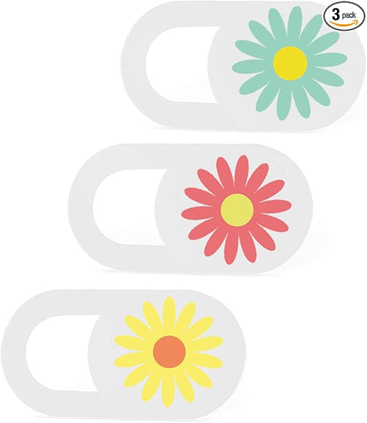 Laptop Camera Cover Slide 3 Pack Ultra Thin Slide Laptop Camera Cover for Echo Show, MacBook Pro, MacBook Air, Computer, Tablet, Mac Air, Chromebook, PC - Daisy (Patent Pending)