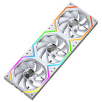 Jungle Leopard Galaxy 120mm PC Reverse Blade Case Fans, ARGB and PWM Cooling Fan PC, Axle Core Double Ring CD Pattern Module Computer Fans, Daisy-Chain 5V RGB Fan (White 3 Pack)