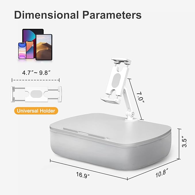 Lap Beanbag Cozy Kindle Pillow Stand for Bed with Adjustable Arm, 360° Tablet Holder, Fits 4.7"-13" Kindle, iPad, Phone, Laptop, Lap Desk for Hands Free Reading in Bed, Couch, Sofa(Light gary)