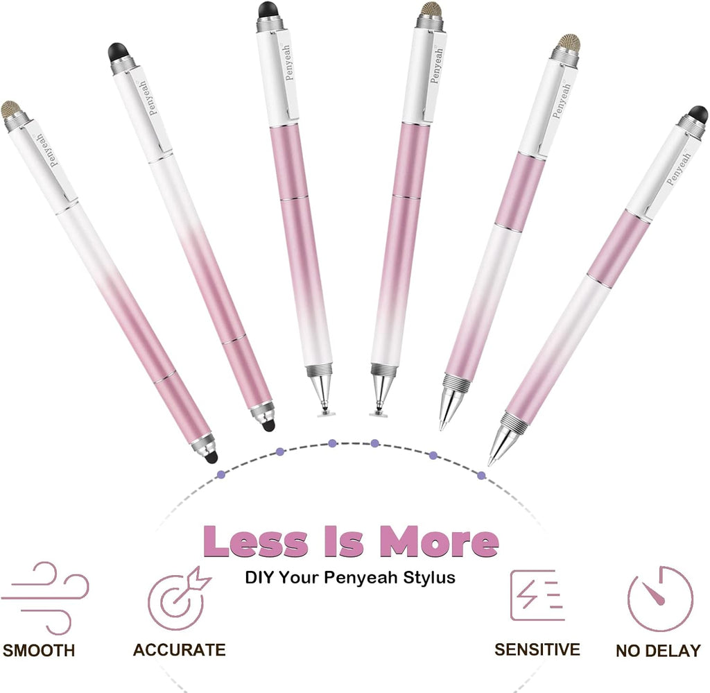 Penyeah Stylus Pens (4 in 1), Universal Phone/Tablet Stylus for iPhone/iPad/Pro/Mini/Android/Samsung/Fire and All Capacitive Touch Screens - Dream Pink