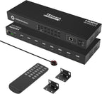 TESmart 8×1 HDMI Switch 8 in 1 Out 4K @ 60Hz HDCP with 19-inch Rack-Ears | RS-232 / LAN Control | IR Remote Control and Auto Switch | Auto Scan Time Interval - Black
