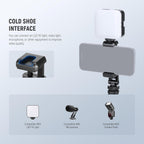 Neewer Basic Phone Tripod Mount Holder with 1/4" Thread & Cold Shoe, 2.36"-3.54"/6-9cm 360° Rotatable Camera Mount Cellphone Clamp for iPhone 15 14 13 12 11 Pro Max X XR Samsung S24 Ultra, SP-10