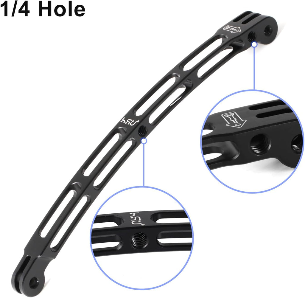 HSU Aluminum Alloy Curved Extension Arm Kit Metal Pole Mount Helmet Stick Extension Arm Mount for GoPro Hero 13/12/11/10/9/8/7/6 Black, DJI Osmo Action and More Action Cameras (7.9”/5.3”/3”) (Black)