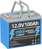 12V100Ah Mini LiFePO4 Battery, 100A BMS 12.8V Lithium Battery, 100AH Lifepo4 Battery Up to 15000 Deep Cycle Battery, Max.1280Wh Energy for Solar panel, RV, Trolling Motor, Marine, Off-Grid