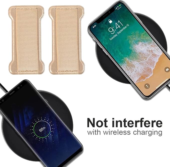 Cell Phone Finger Grip Strap Holder for Hand, Finger Strap Phone Holder, New Slim Finger Loop Selfie Grip Compatible with Most Smartphones - 2Pack(Black Gold)