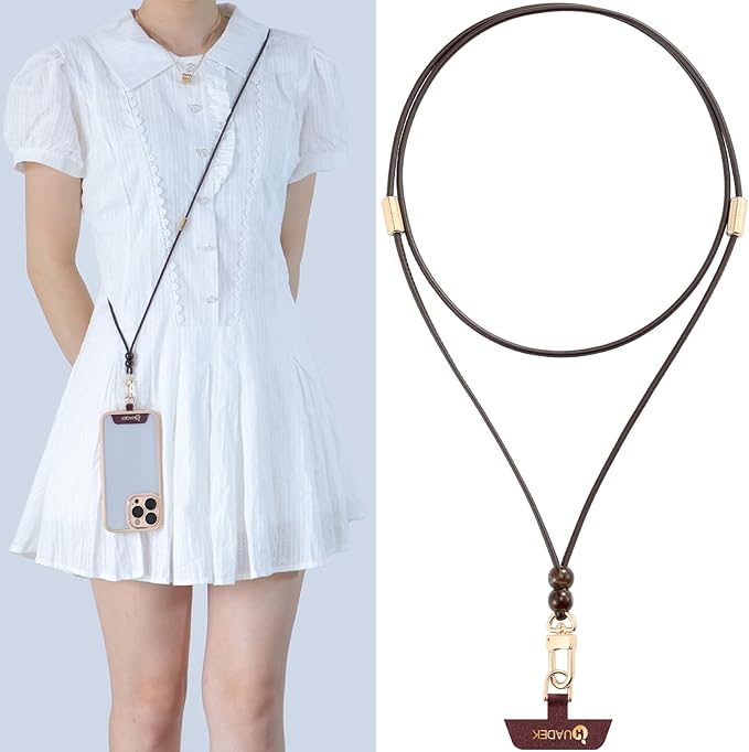 Leather cell phone lanyard Detachable Phone Chain Strap 2-in-1 Phone Chain Wristlet