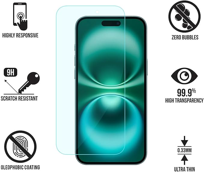 4 Pack Anti Blue Light Screen Protector for iPhone 16,iPhone15 [6.1inch] with Installation Frame,9H+ Anti Blue Light Tempered Glass, Anti-Scratch, Case Friendly