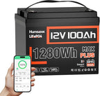 12V 100Ah LiFePO4 Lithium Battery MAX PLUS, Built-in 110A BMS & Bluetooth 5.0 APP, 15000+ Deep Cycles Lithium Batteries, Max. 1280Wh, 10-Year Lifespan for RV, Marine, Trolling Motors