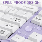 Ergonomic Wireless Keyboard and Mouse Combo, Wave Keys Keyboard with Wrist Rest for Natural Typing, 3 DPI Adjustable Ergonomic Silent Mouse for Computer/Laptop/Windows/Mac (Purple)