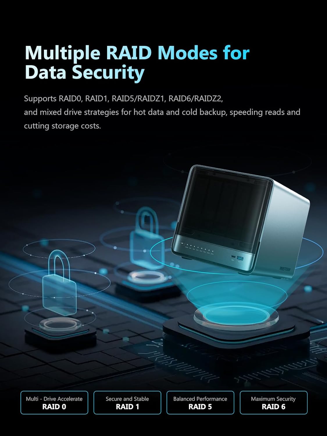 MINISFORUM N5 Pro 5-Bay Desktop AI NAS, AMD Ryzen AI 9 HX PRO 370(12C/24T) CPU, 16GB DDR5, 128G SSD, 1x10GbE, 1x5GbE, 2xUSB4, 8K HDMI, OCuLink, 1xM.2+2xU.2/M.2 Slot, Network Attached Storage(Diskless)