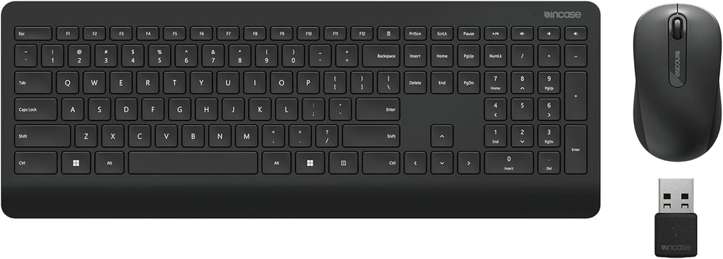 Incase Wireless Desktop 900 Keyboard and Mouse Combo - Designed by Microsoft – Quiet Touch Keys, Ambidextrous Design, Customizable Hotkeys, Two Year Battery Life – Black