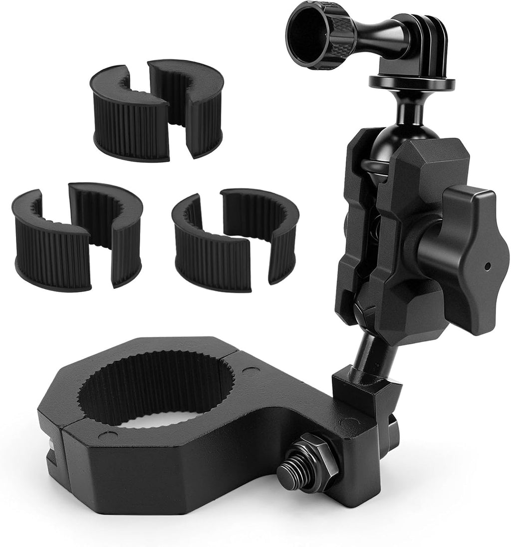 Jerbor Aluminum UTV ATV Camera Mount Holder 360° Compatible with 1.75"-2" Roll Bar and Tube, Fit for GoPro Hero,for Insta360 and Other Action Cameras