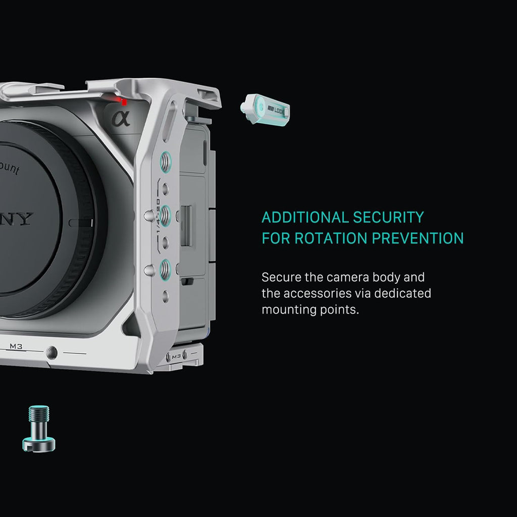 Tilta Full Camera Cage for ZV-E1 Lightweight Kit | Includes Full Cage, Top Handle, 1/4"-20" to NATO Adapter | Cold Shoe, NATO Rail, M3 and 1/4"-20 Threads Mounts | Silver