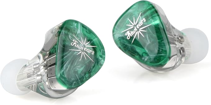 Kiwi Ears Orchestra Lite in Ear Monitor, Custom 8BA HiFi Earphone, Studio Monitor Headphone, Wired Earbuds with Detachable OFC Cable, Handcrafts Faceplate for Audiophile Musician (Green)