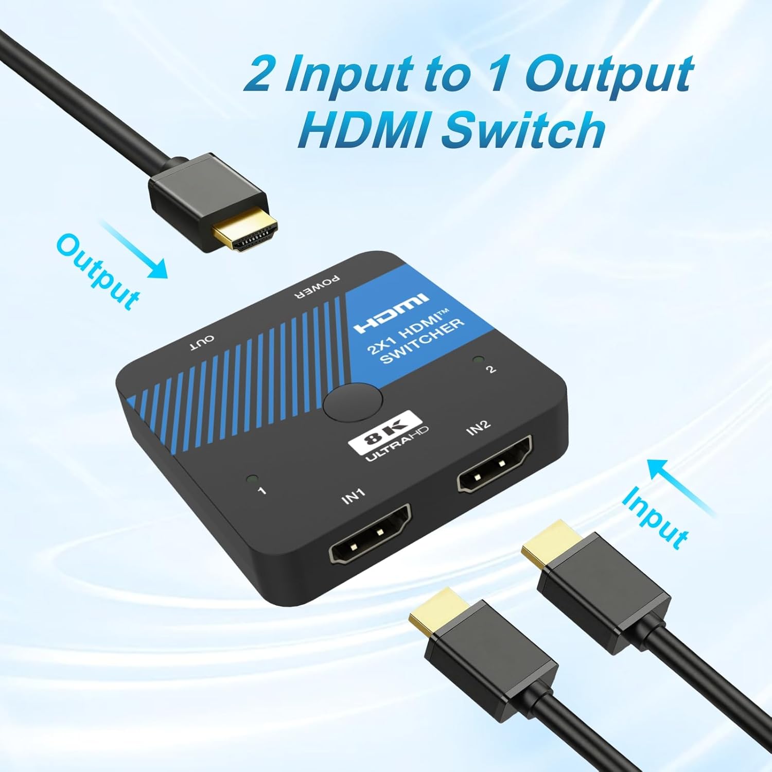 8K HDMI Switch 2 in 1 Out 4K@120Hz HDMI Switcher Support HDR10+, Dolby Vision, VRR, ALLM