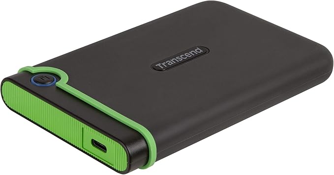 Transcend 2TB SJ25M3C, USB 3.1 Portable Hard Drive Rugged, Anti-Shock Resistant, Compact and Lightweight with Lightning-Fast Speeds, One Touch Backup Button, Type C, Iron Grey - TS2TSJ25M3C