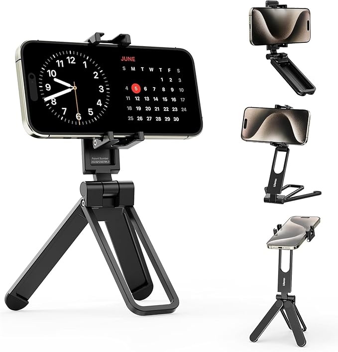 ULANZI MA26 Foldable Phone Tripod - Pocket Cell Phone Vlog Video Tripod Handle Aluminium Smartphone Desk Stand 2 Cold Shoe Small Size All in One Lightweight Portable Vlog Stick for iPhone Samsung