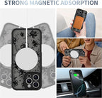 AIGOMARA Case for iPhone 16 Pro [Compatible with MagSafe] Ink Flower Floral Pattern Design for Women Girls Soft TPU Bumper Hard PC Back Anti-Fall Shockproof Protective Slim Magnetic Cover