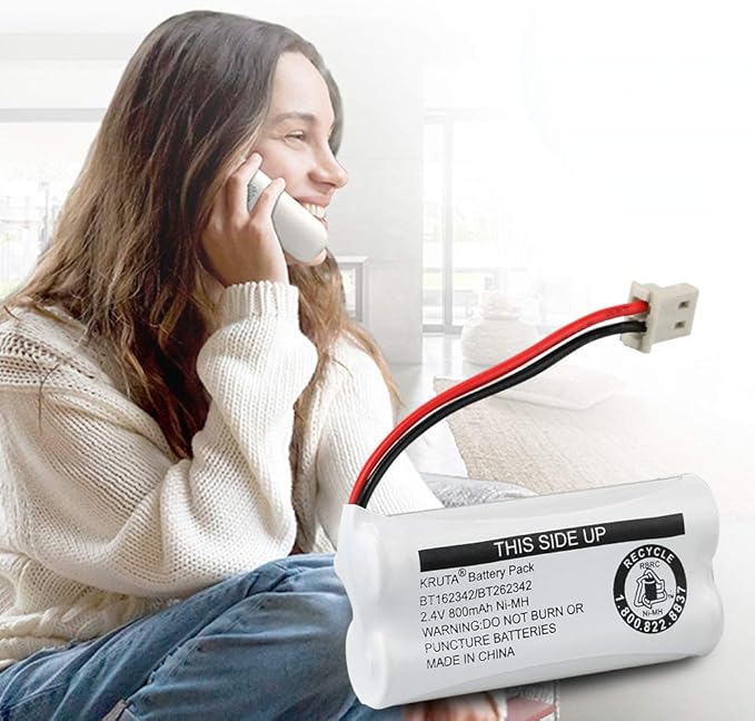 Kruta BT162342 BT262342 Cordless Phone Batteries Compatible with BT183342 BT283342 BT166342 BT266342 VTech CS6114 CS6419 CS6719 at&T EL52300 CL80111 Handset Telephone (Pack of 2)