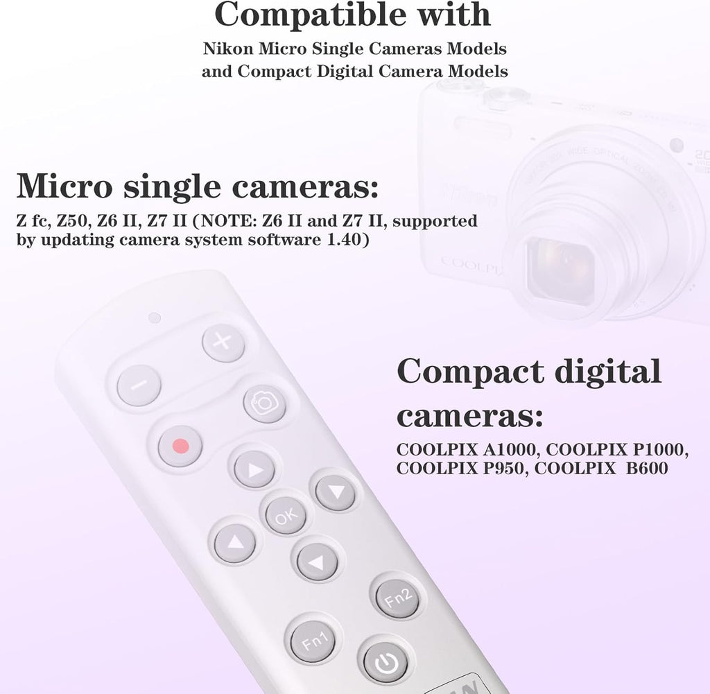 AODELAN Camera Remote Control Wireless Shutter Release for Nikon COOLPIX P1000 P950 B600 A1000 Z50 Z30 Z fc Z6 II Z7 II,Replaces Nikon ML-L7