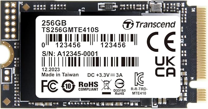 Transcend 256GB M.2 2242 SSD, Up to 3300MB/s, PCIe Gen4x4 NVMe 3D TLC, for Ultra-Thin Laptops, Lenovo Legion Go&Yoga Gen 6, ASUS ExpertBook&ZenBook, Mini PC, DRAM-Less Design for Low Power Consumption