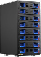 8 Bay Hard Drive Enclosure with Cooling Fan for 2.5/3.5" SATA HDD/SSD with USB A/C 3.0 Cable, 3.5 Hard Drive Enclosure Supports 160TB Capacity, Tool-Free HDD Enclosure, DAS(NO RAID/NAS)