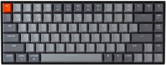 Keychron K2 75% Layout Bluetooth Mechanical Keyboard K Pro Red Switch/White LED Backlit/Anti Ghosting/N-Key Rollover/84 Key USB C Wired Computer Keyboard for Mac Windows-Version 2
