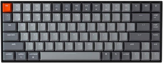Keychron K2 75% Layout Bluetooth Mechanical Keyboard K Pro Red Switch/White LED Backlit/Anti Ghosting/N-Key Rollover/84 Key USB C Wired Computer Keyboard for Mac Windows-Version 2