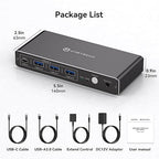 KVM Switch 1 Monitors 2 Computers 4K@60Hz USB C HDMI KVM Switch 2 Port for 1 Laptop 1 Desktop Share 1 Monitor Keyboard Mouse Hard Drives Printer Support 100W Charging for Laptop