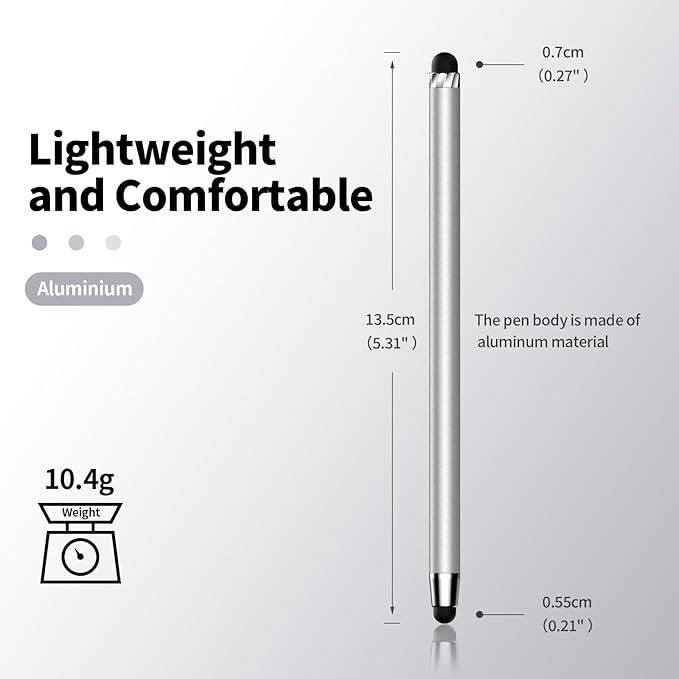 10 PCS Stylus,Stylus Pen for Touchscreen,Stylus 2-in-1 High Sensitivity & Precision Suitable for All Touch Screens of iPhone/ipad/Android Tablets(10 Stylus Pen Silver/Black + 20 Tips)