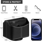 Leather 360° Spinning Remote Control Holder, Pencil Pen Holder for Desk Table Nightstand, TV Remote Caddy Organizer, Black Office Decor and Accessories, Storage Box for Phone,Media Player Controllers