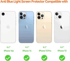 Anti Blue Light Screen Protector for iPhone 16e iPhone 14 iPhone 13 iPhone13pro [3 Pack] 6.1" 9H+ Anti Blue Light Tempered Glass, Anti-Scratch, Case Friendly