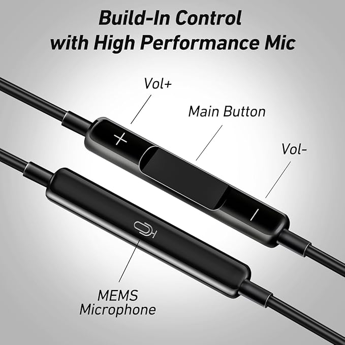 Keyron Lightning Headphones for iPhone [MFi Certified],Wired Earbuds with Built-in Microphone & Volume Control, Earphone Compatible with iPhone 14/13/12/11/XR/XS/X/8/7/SE/Pro/Pro Max, Black/Purple,2Pc