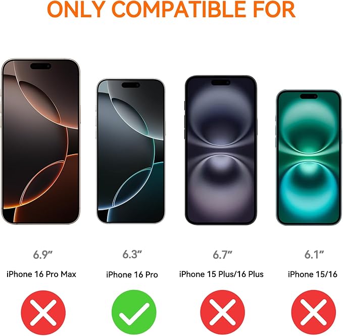 4 Pack Anti Blue Light Screen Protector for iPhone 16 Pro [6.3 inch] with Installation Frame,9H+ Anti Blue Light Tempered Glass, Anti-Scratch, Case Friendly