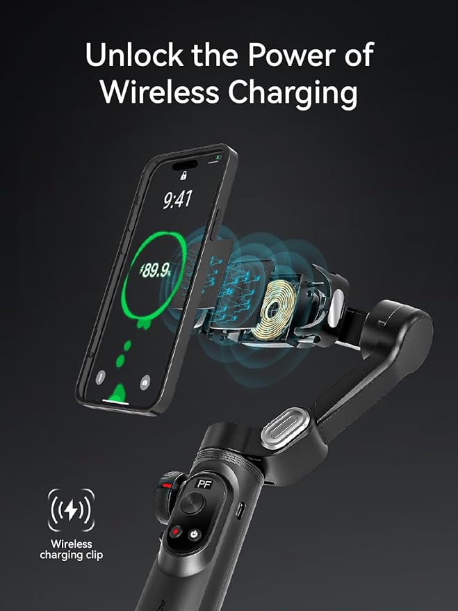 Gimbal Stabilizer for iPhone with AI Vision Sensor for Face Tracking, 3-Axis Phone Gimbal w/OLED Display for Vlog Recording, Compatible with iPhone/Android-Smart XPro AI Black