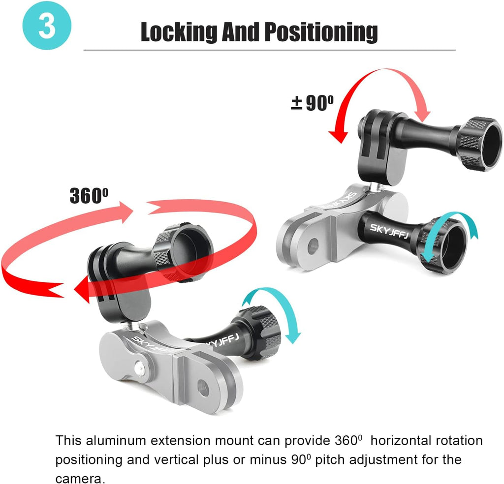 Aluminum Ball gopro Handlebar Mount, 360 Rotation and Lock Any Direction, Shock-Resistant, Compatible with Gopro Hero 8 9 10 11 12, Max, DJI OSMO Action Camera